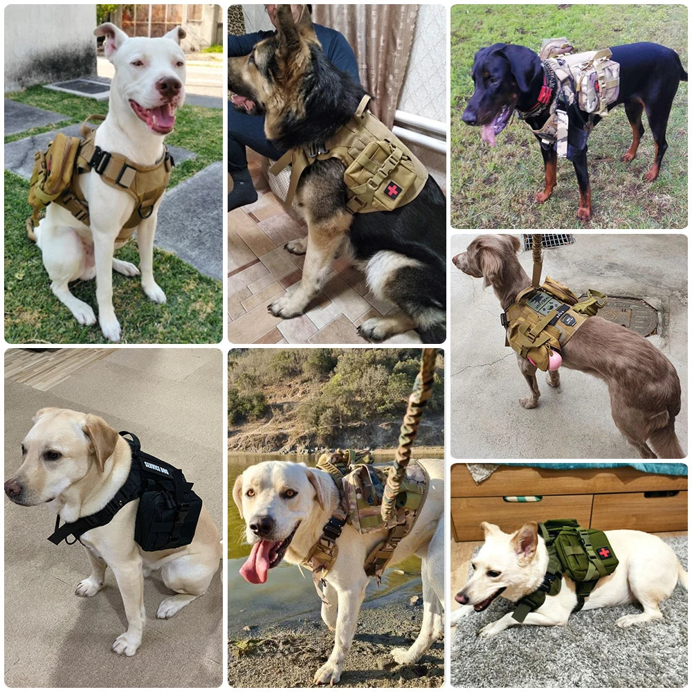 Large Dog Harness Collar Leash Set Military Dog Harnesses Pet Tactical Vest Training German Shepherd For Medium Large Dogs
