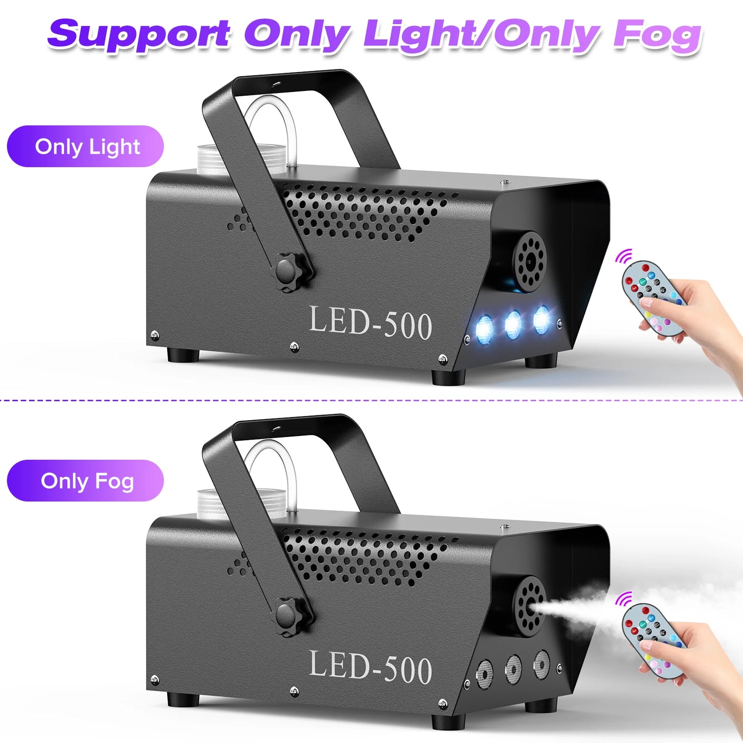 Yiflamefly Mini 500W RGB Smoke Machine Wedding Smoke Fog Machine Parties Club Remote Fog Ejector for DJ Wedding Party Concert