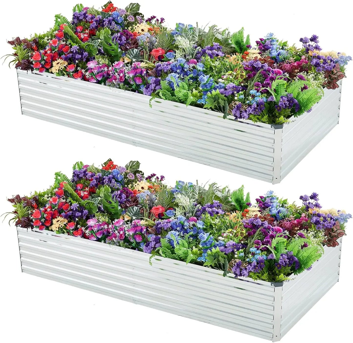 Best Seller 2 Pack 6x3x1FT Galvanized Raised Garden Beds Kit Outdoor Metal Gardening Planter Box for Vegetable Elevated Flower H