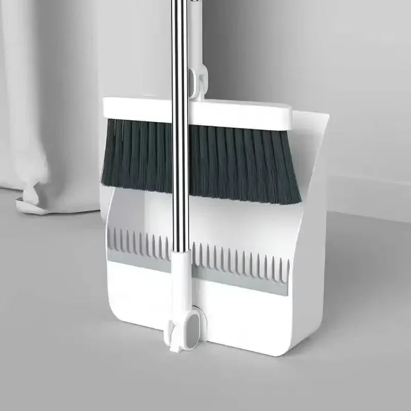 Broom and Dustpan Combo Set, Long Handled Adjustable Broom and Dustpan Set for Sweeping Home,Indoor Kitchen, Office Lobby Floor