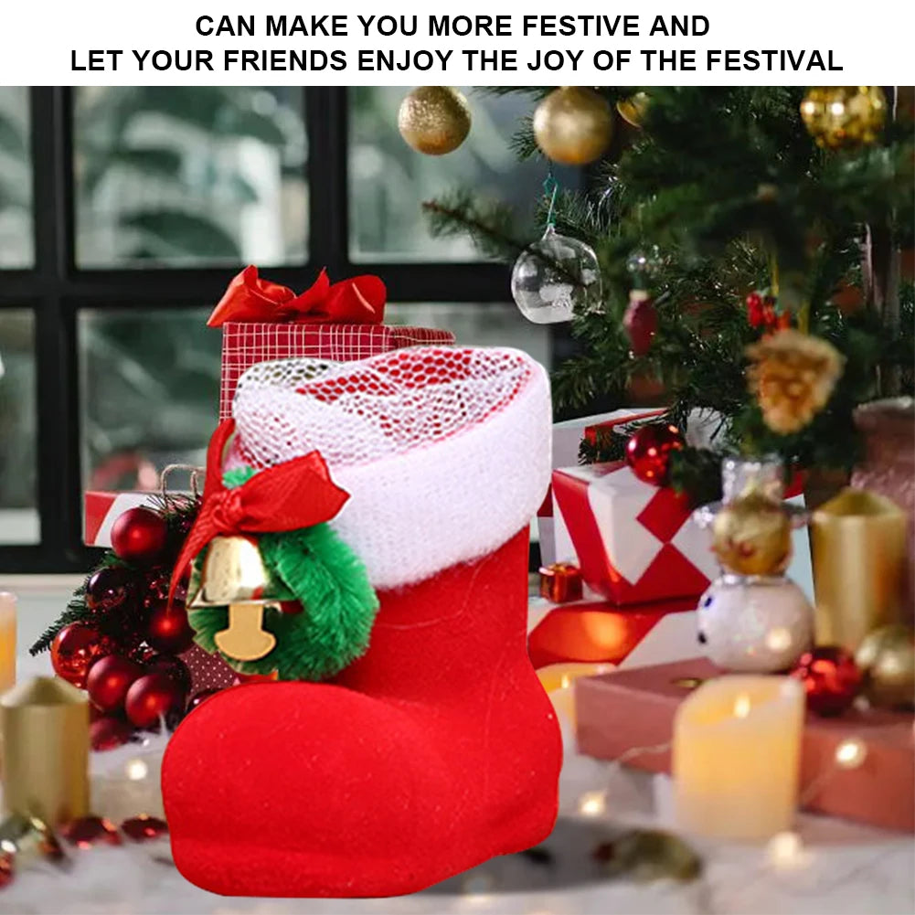 Christmas Red Candy Gift Bag Creative Sugar Storage Boots Mini Festival Theme Home Decoration Supplies