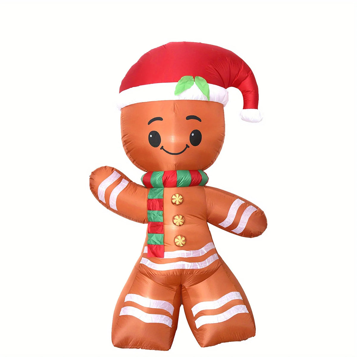7.8FT LED Light Up Gingerbread Man Inflatable Cheerful Christmas Blow Up Decor with Santa Hat Scarf Winter Holiday Quick Inflate for Outdoor Yard Garden Lawn Chird Party Inflatable Decorative Item
