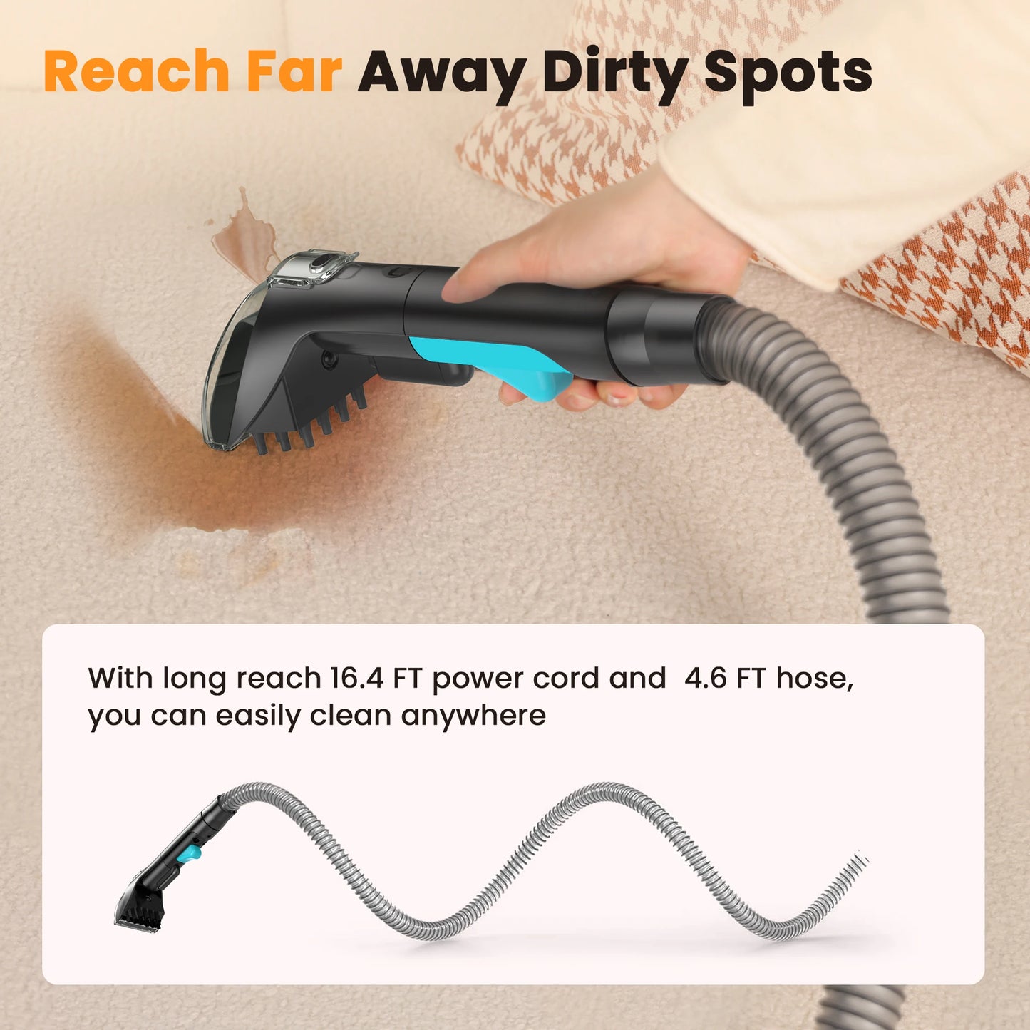 Wnkim C5 16500Pa Carpet Cleaning Machine, with Dual Tank System