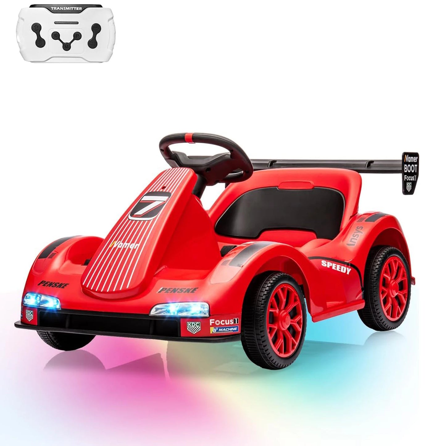 Drift Kart for Kids Electric Ride on Car with Dual Motor 6v Battery-Powered Racing Go Kart with Remote Control, LED Lights,