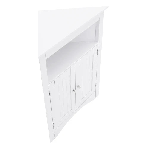 Freestanding Corner Storage Cabinet with Doors and Shelves for Bathroom and Kitchen