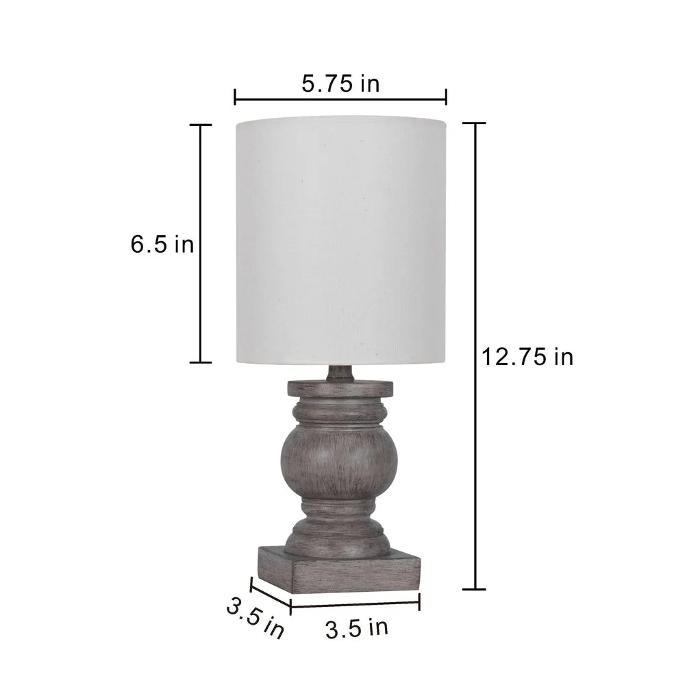 Mini Lamp Weathered Wood Finish Home Office Desk Table Light Easy On Off Switch Ideal Living Room Bedroom Kitchen