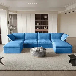 U-Shaped Couches for Living Room, Convertible Sectional Sofa, 162" Modern Deep Seat Soft Cloud Couch, Modular Sectional Sofas wi