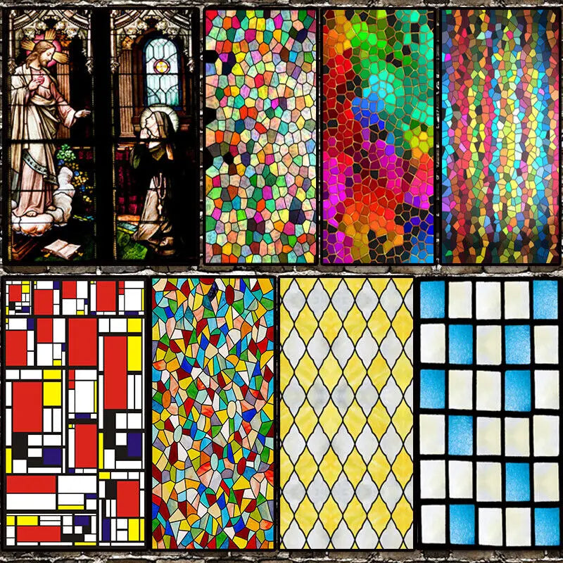 3D Color Static Clings Privacy Window Film Vinyl No Glue Static Cling Frosted Glass Decorative Window Sticker Window Film