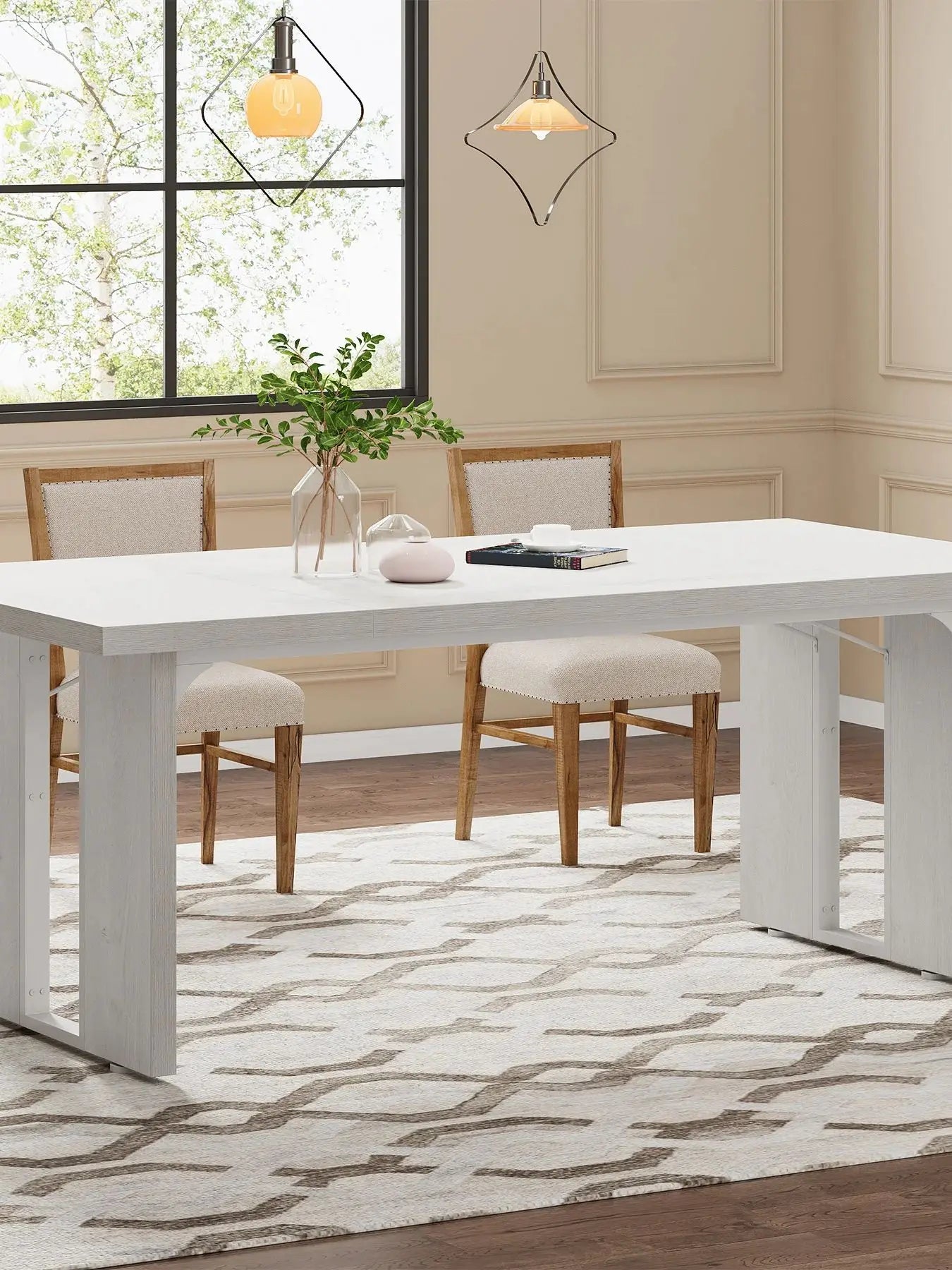 Tribesigns 71" Large Dining Table for 6 to 8 People, Rustic Farmhouse Style Dinner Table, Rectangular Dining Table