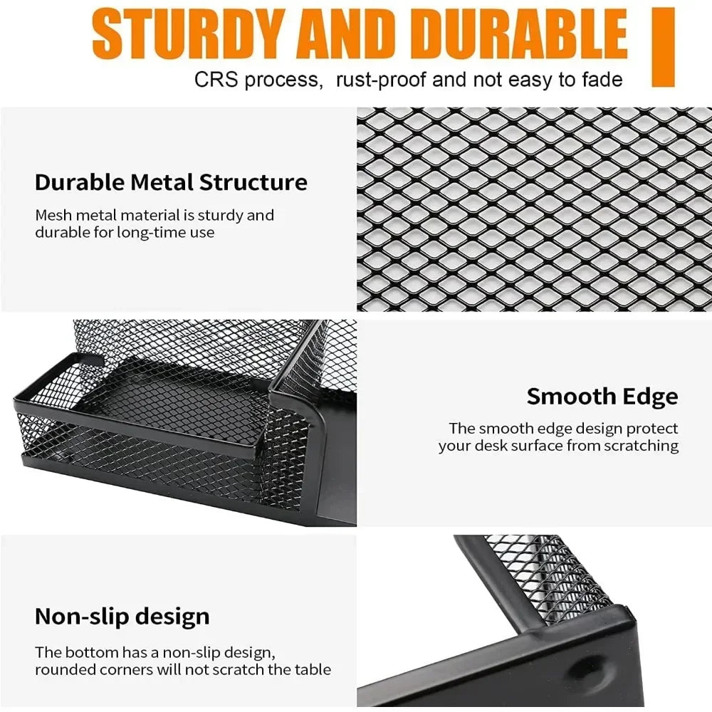 Desk pen holder, desk organizer, a set of 3 compartments of mesh pen holder, marker craft desk accessories