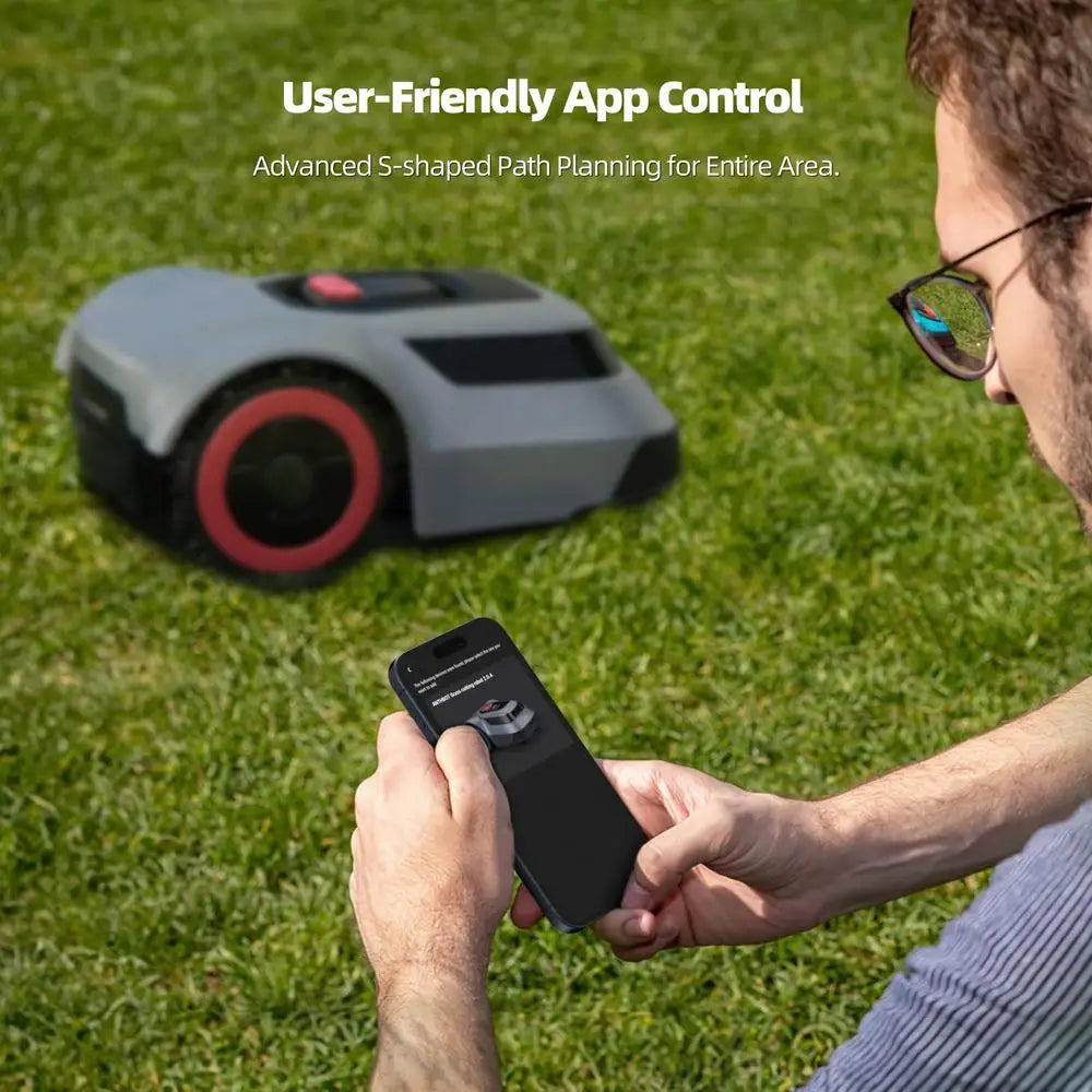 Smart Navigation Robotic Lawn Mower with Rain Detection Auto-Charging APP Control Boundary Break Detection Collision-Free 1/4
