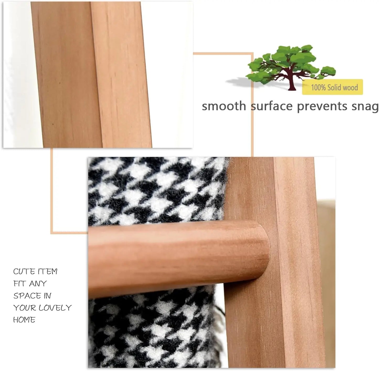 6ft Wooden Natural Blanket Ladder Living Room Decorative Wall Leaning Farmhouse Quilt Display Holder Rustic Wood Towel Rack