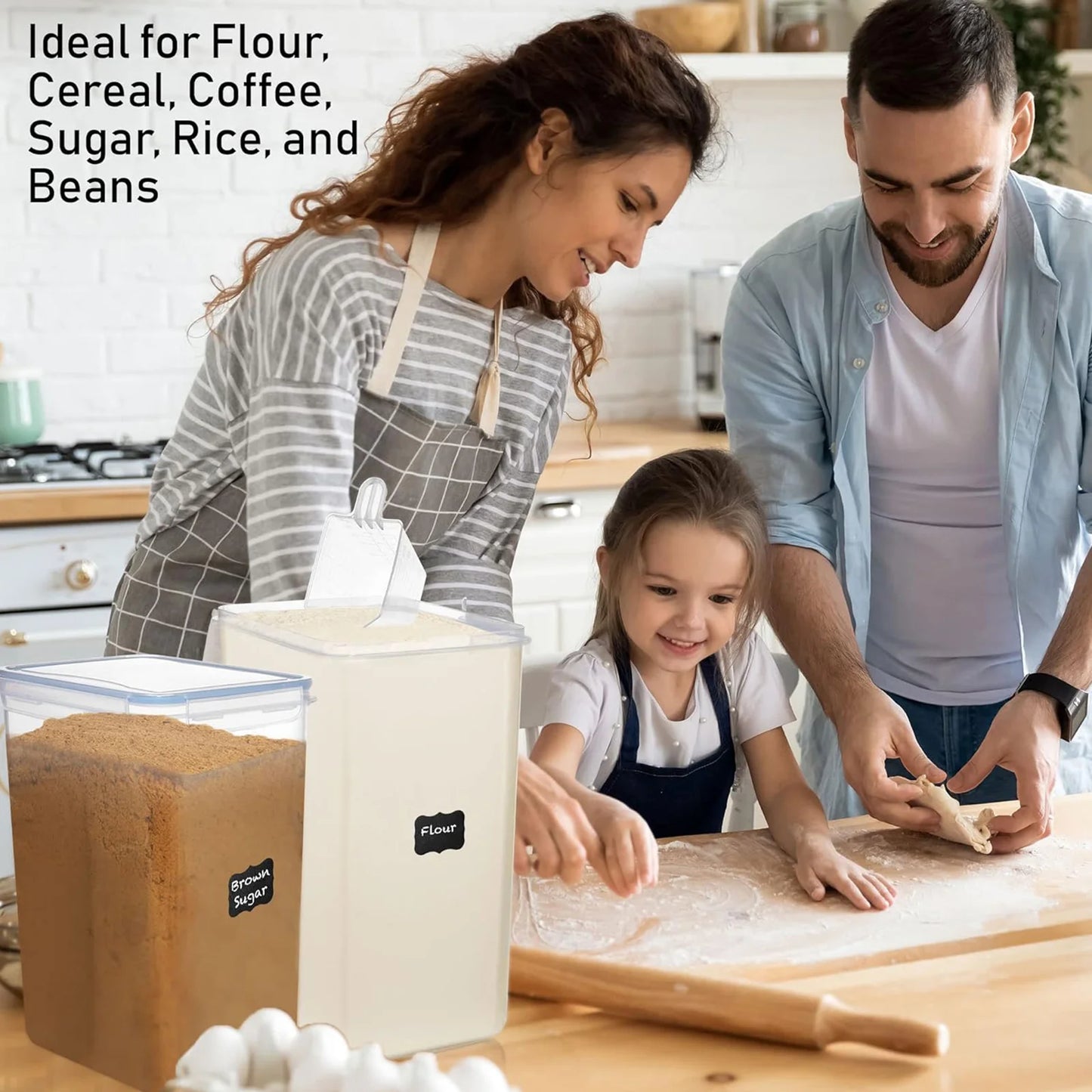 2Pcs Large Airtight Food Storage Containers Pantry 8.7L For Cereal Flour Sugar Pantry Organization