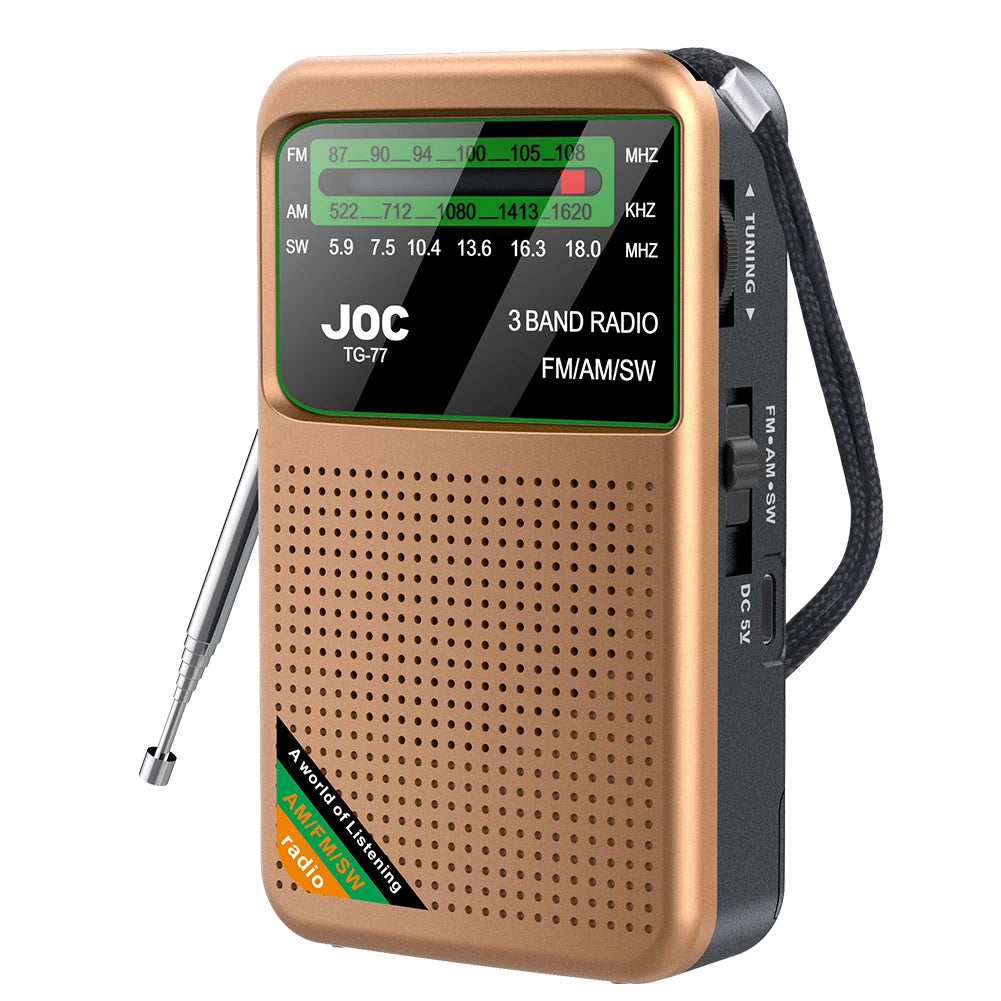 Portable Mini Full Band Radio Best Reception FM AM SW Radio Rechargeable Emergency Pocket Radio Built-in Speaker