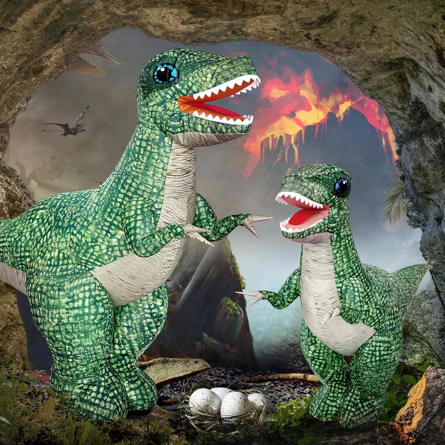 2.4Ghz Remote Control Inflatable Dinosaur Toy for Kids Realistic Electric Toy Dinosaur with 360°Rotation Birthday Gifts for Boys