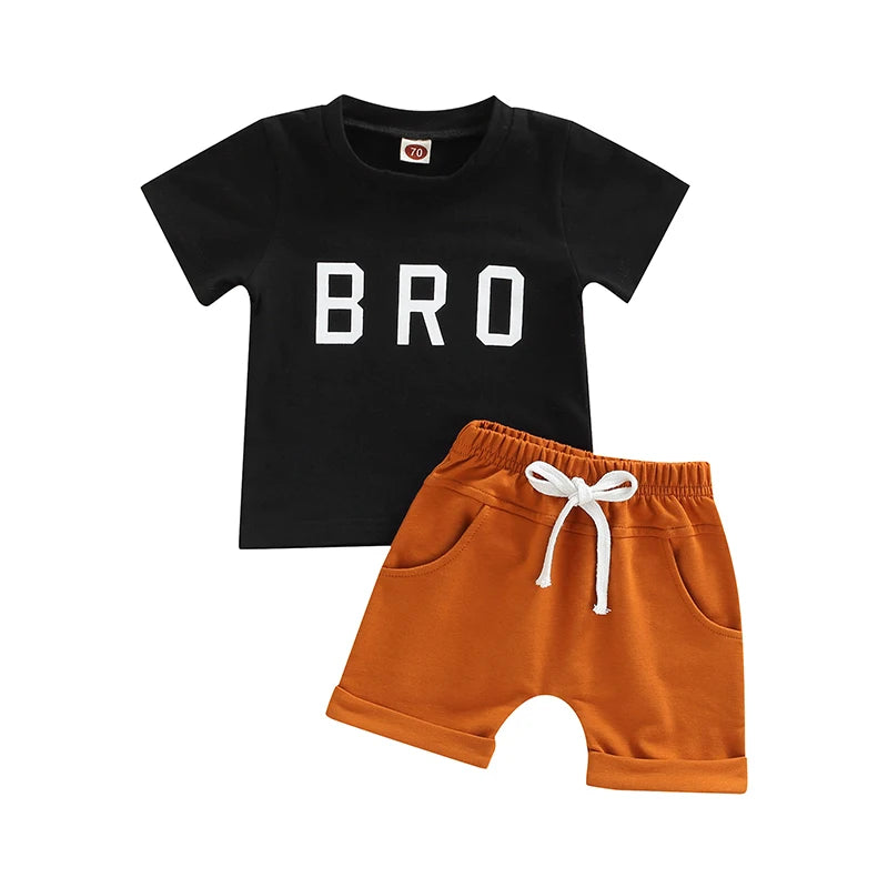 Infant Boys Clothing Set Stylish Short Sleeve Crew Neck Tee with Matching Shorts for Little Boys Casual Toddler Outfit