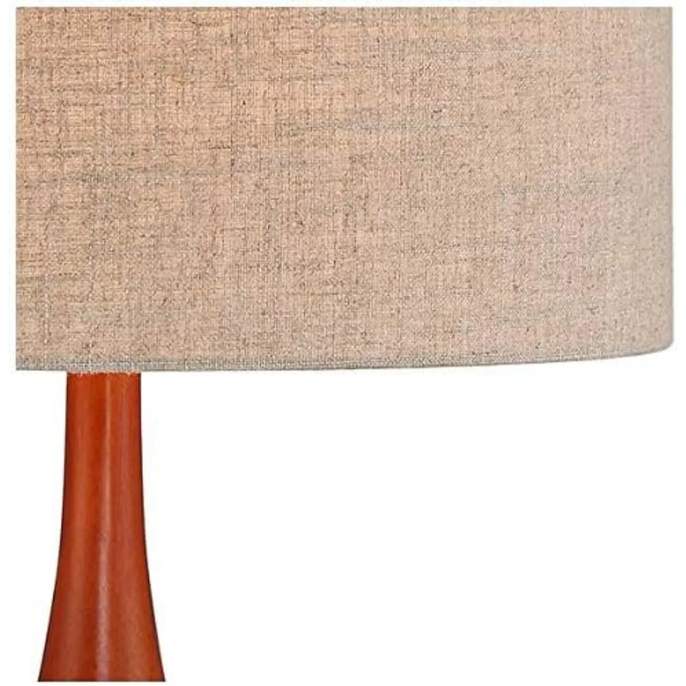 360 Lighting Rocco Mid Century Modern Table Lamp 30" Tall Ceramic Blue Teal Glaze Wood Handmade Linen Drum Shade Decor for Livin