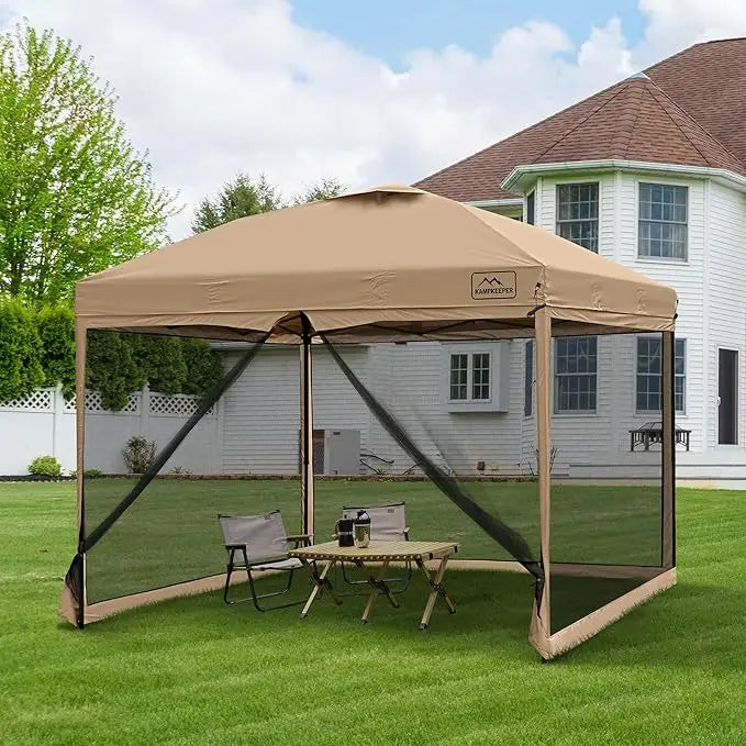 10x10 Pop Up Canopy with Mosquito Netting,Instant Outdoor Screen Tent Sun Shade for Events Patio Camping Picnic,Gazebo with 4 S