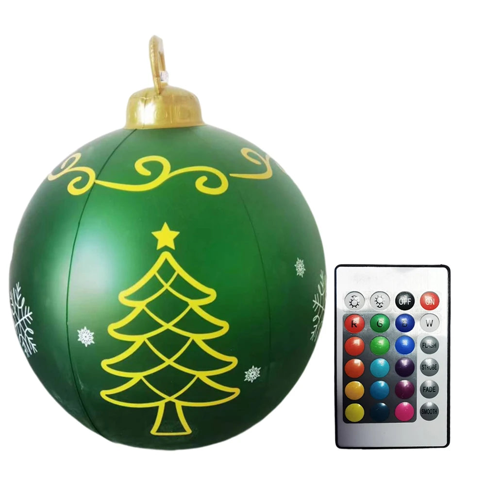 Luminous LED Christmas Balloon with Lights 60cm Inflatable Toy Ball Waterproof PVC Giant Balls Toy Holiday Yard Lawn Porch Decor