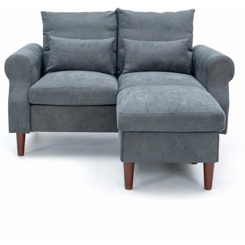 Sofa Couch, Comfy Upholstered Sectional Sofa with Removable Ottoman, Pet-Scratch-Proof Fabric Sofa for Living Room Apartm