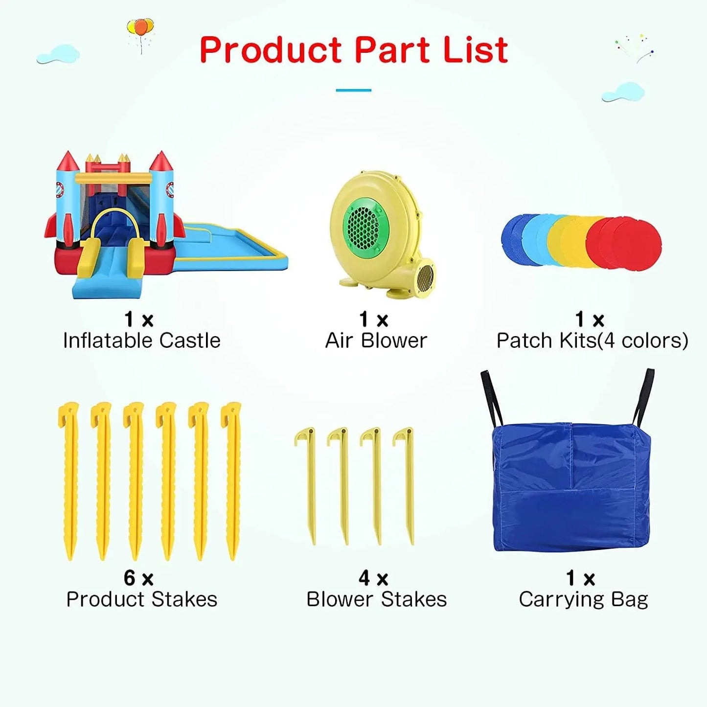 Bounce House,Inflatable Bounce Castle with Blower for Kids 3-12,Outdoor/Indoor Bouncy House Water Park for Backyard with 2 Splas