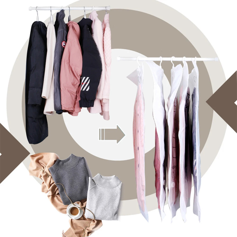 Space Saving Seal Organizer Hanging Vacuum Storage Bags Space Saving Seal Wardrobe Compressed Bag for Clothes Suits Dress Jacket