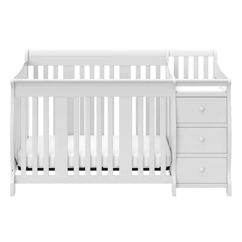 2025 Portofino 5-in-1 Convertible Crib and Changer (White) – Changing-Table Combo with Drawer, Converts to Toddler Bed, Daybed F