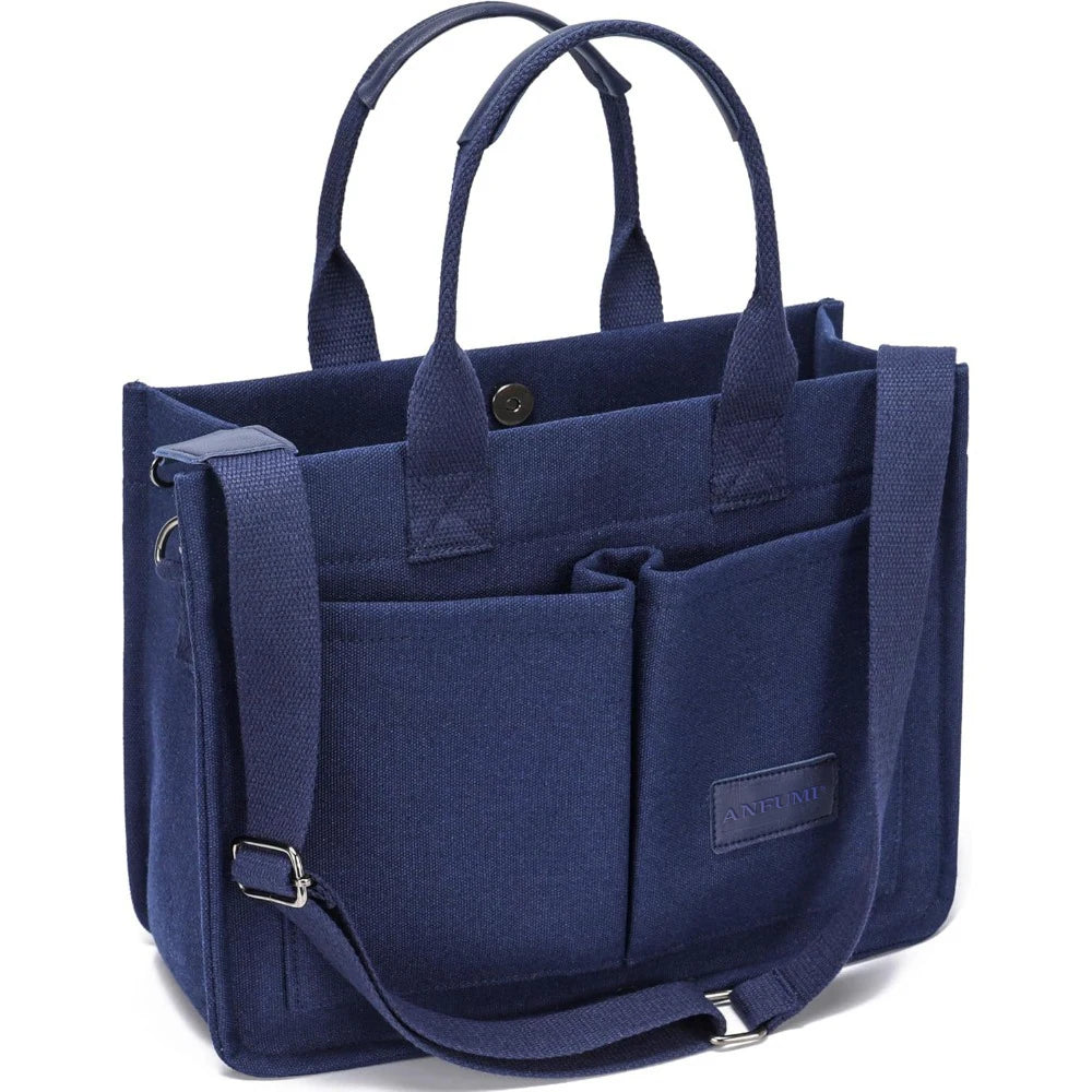 Canvas Tote Multi Pockets Large Handbags Ladies Bags Universal Handbags Large Capacity Mommy Bags Canvas Crossbody Bags Shoulder
