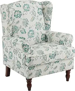Floral Accent Chair, High Back Upholstered Armchair with Solid Legs, Leisure Single Sofa Chair for Living Room, Bedroom, Home O