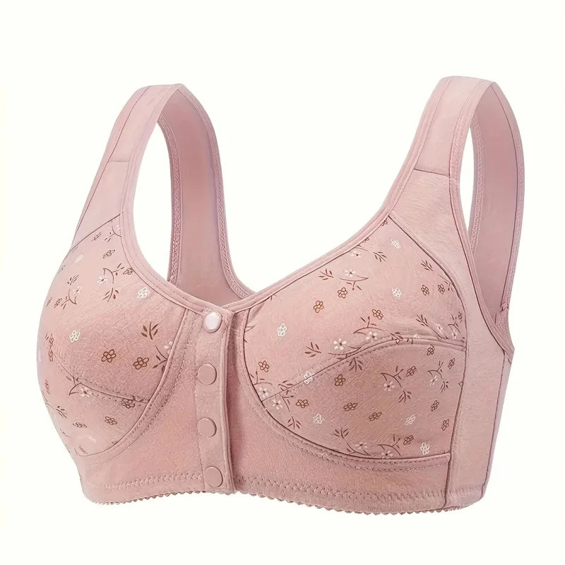 7-Piece Women's Floral Print Sports Bras Set - Wire-Free, Unlined, with Button Front Closure, Comfortable and Breathable