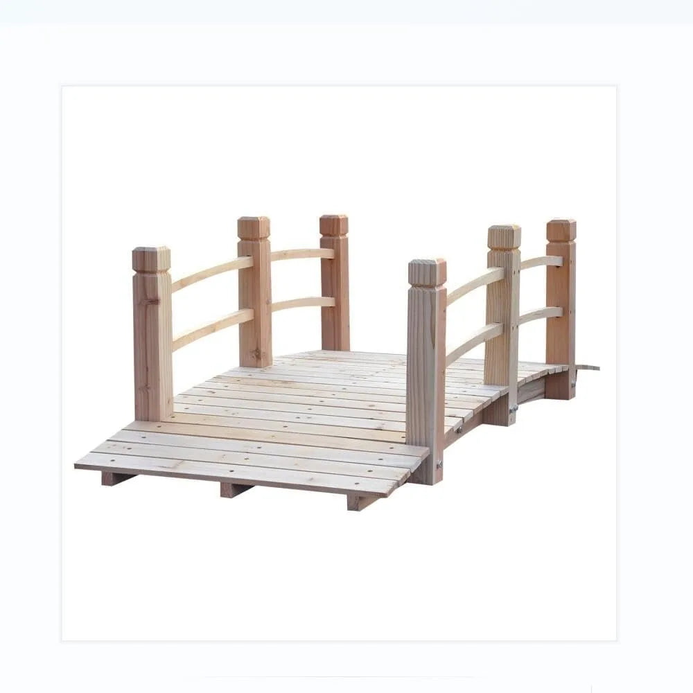 Garden Bridge 5 FT, with Double Safety Railings, Classic Arc Footbridge for Pond Landscaping, Backyard, 60" L x 26.5" W x 19" H