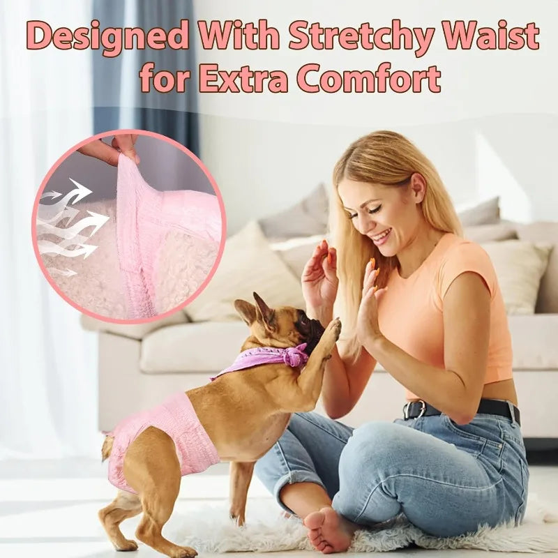 Disposable Dog Diapers Female, Just Pull It Up, Doggie Diapers for Female Dogs, Strong Absorbency | Leak Proof, for Do