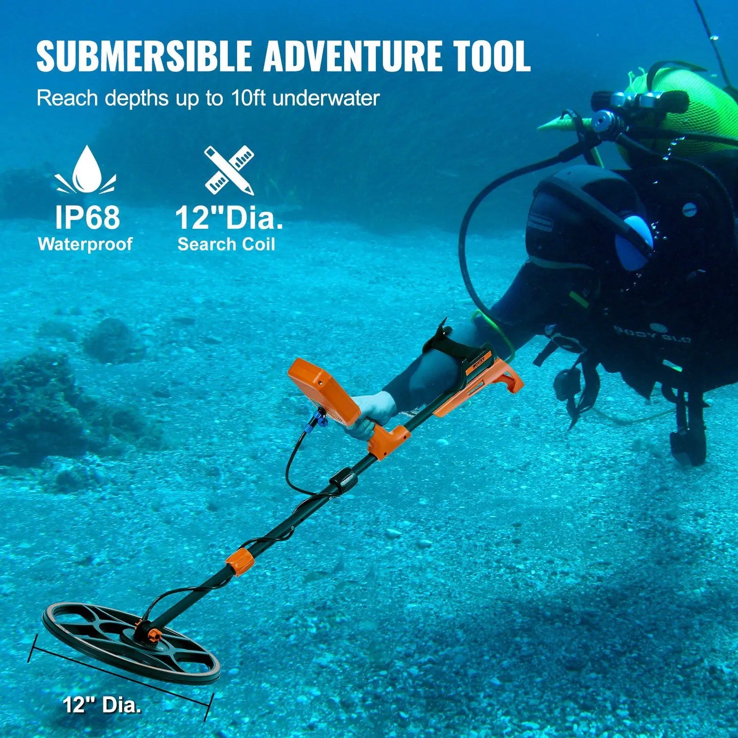 Professional Metal Detector - 10ft Underwater, 7 Search Modes w/Bluetooth Headset & Full Accessories Kit