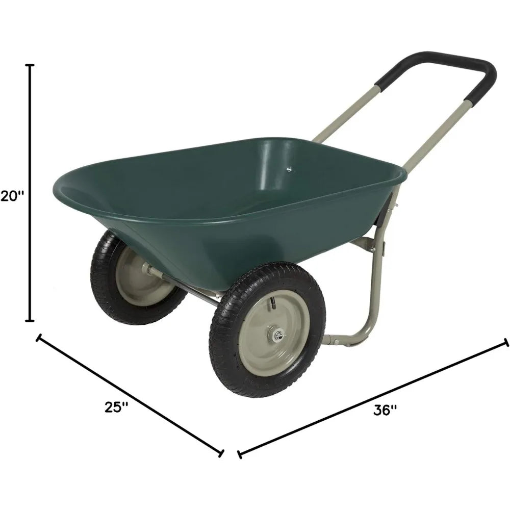 Rolling Mobile Heavy Duty Polyurethane 2 Tire Wheelbarrow Garden Cart Easy Loading and Dumping Utility Wagon Perfect for Transpo