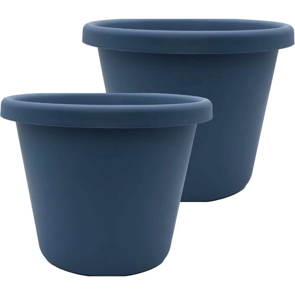 The HC Companies Classic Round Plastic Plant Pot w/Rolled Rim - Lightweight & UV Resistant Flower Pot for Herbs & More - Outdoor