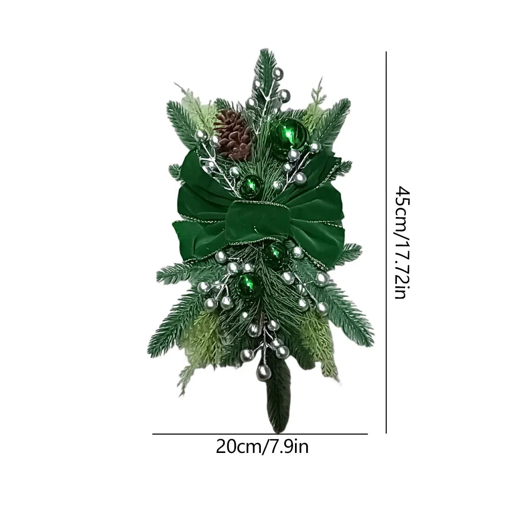 Christmas Wreath Pendants Hanging Stairs Garland Xmas Decoration Christmas Wreath Hanging Pendant for Holiday Wall Door With LED