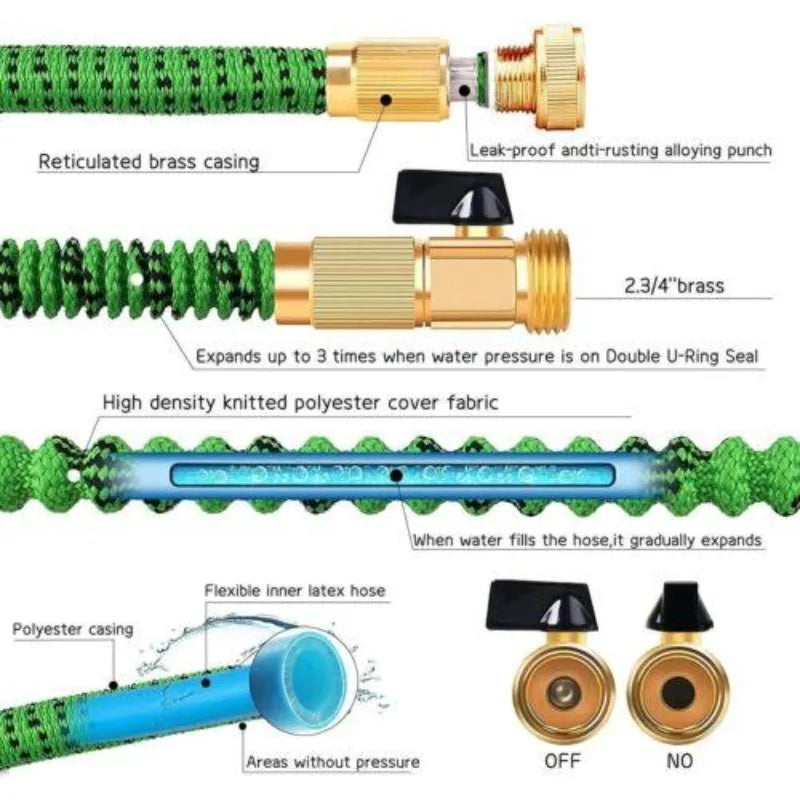 NEW 50FT 100FT 4X Stronger Deluxe Heavy Duty Expandable Flexible Garden Water Hose US Stock