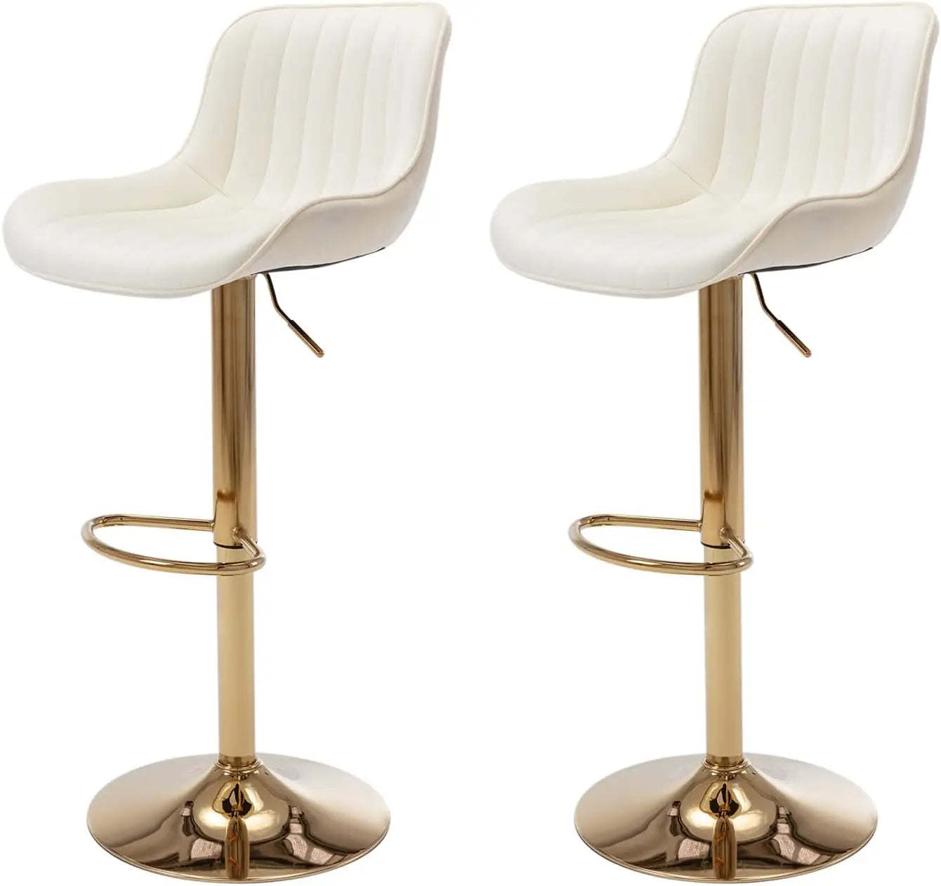 Bar Stools Set of 4, Swivel Counter Height Barstools with Back, Modern Gold Kitchen Island Stools for Breakfast Bar, Arml