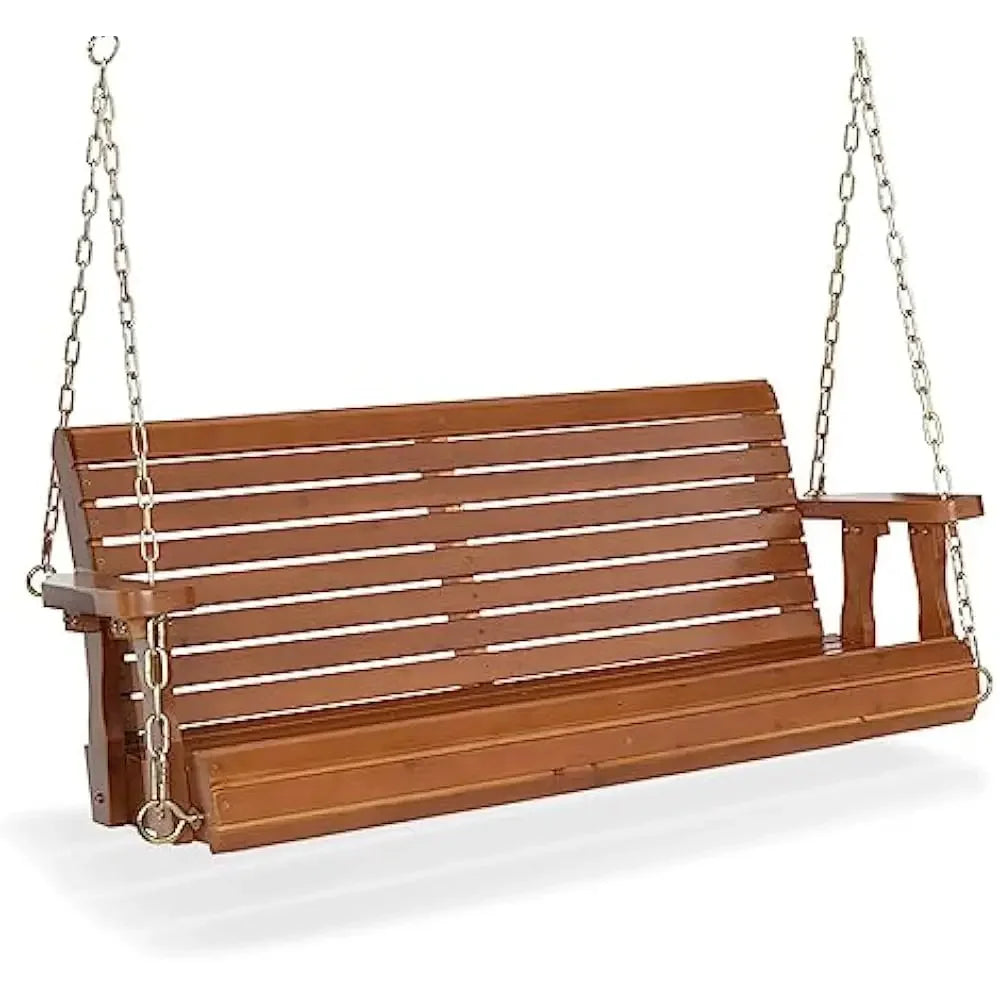 Upgraded wooden porch swings for courtyards and gardens, heavy-duty 880 pound outdoor swing benches with hanging chains