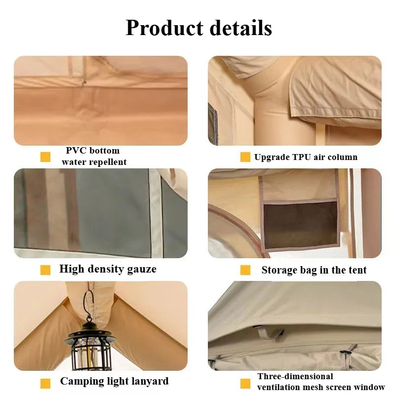 4-6 people Inflatable Camping Tent, Easy Setup Blow up Tent, Air Tent with Hand Pump for outdoor