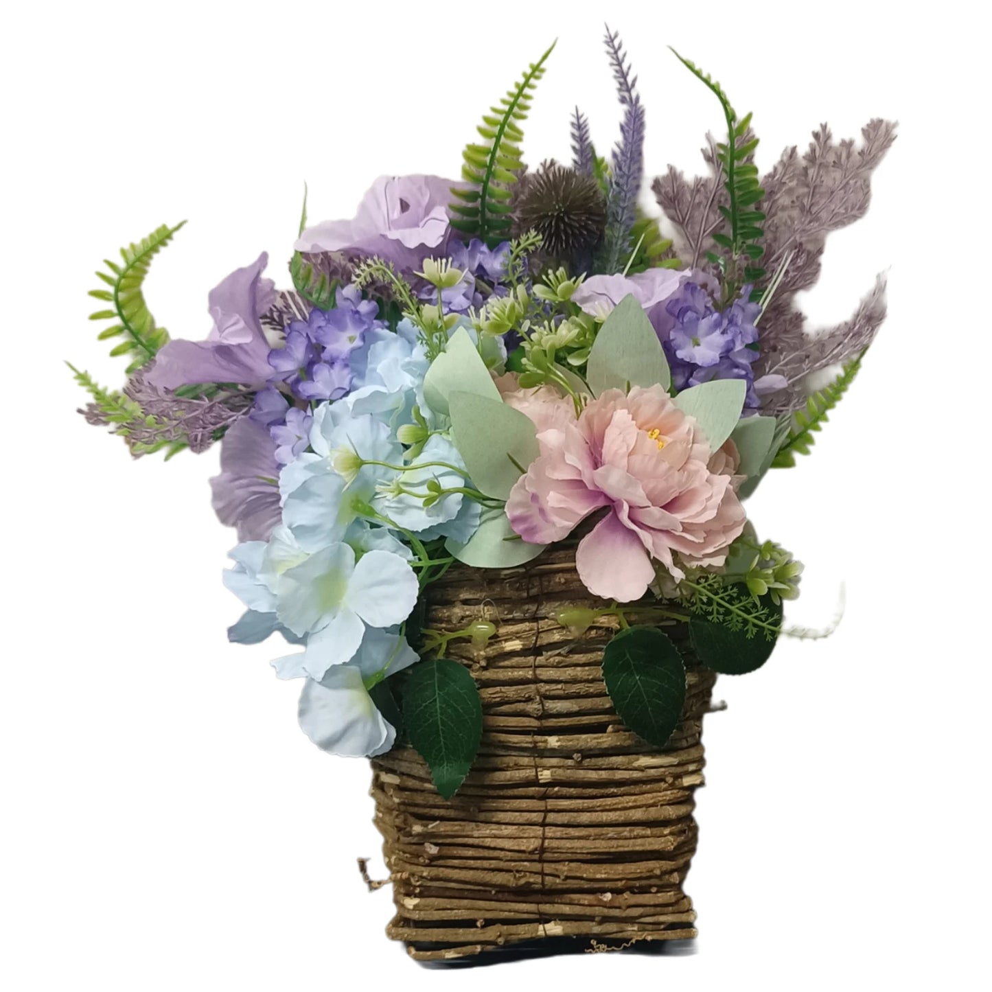 Artificial Wildflower Hanging Basket Ornaments Lavender Garland Hanging Baskets Gifts Home Decor for Porch Farmhouse