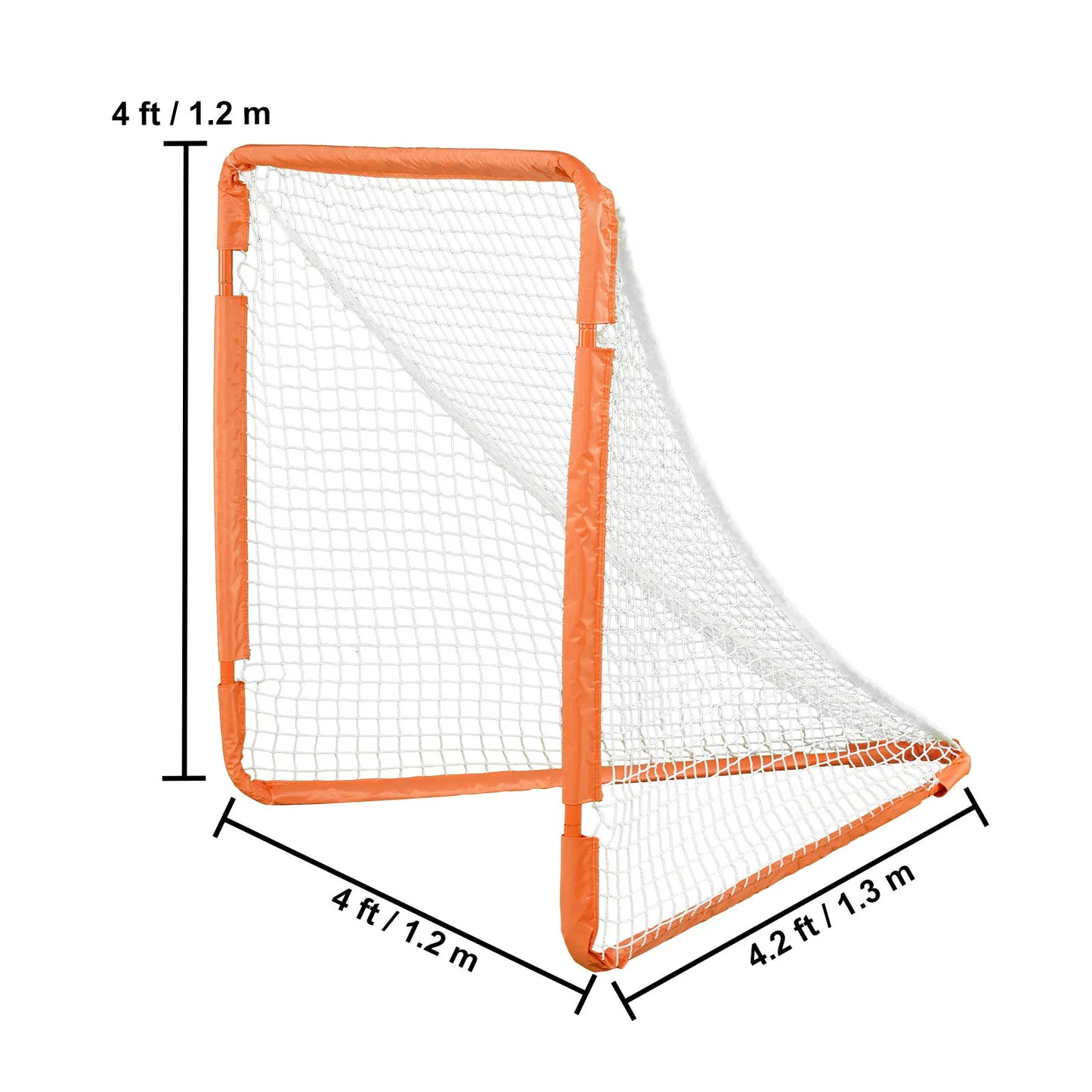 SucceBuy 4/6FT Lacrosse Goal Small Kids Folding Portable Iron Frame Backyard Training Equipment For Youth Training Orange