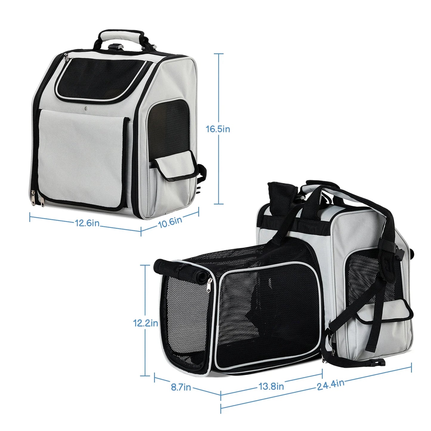 Pet Backpack Portable Breathable Outdoor Foldable Expandable Cat & Dog Backpack Large Capacity Oxford Cloth Cat Carrying Bag