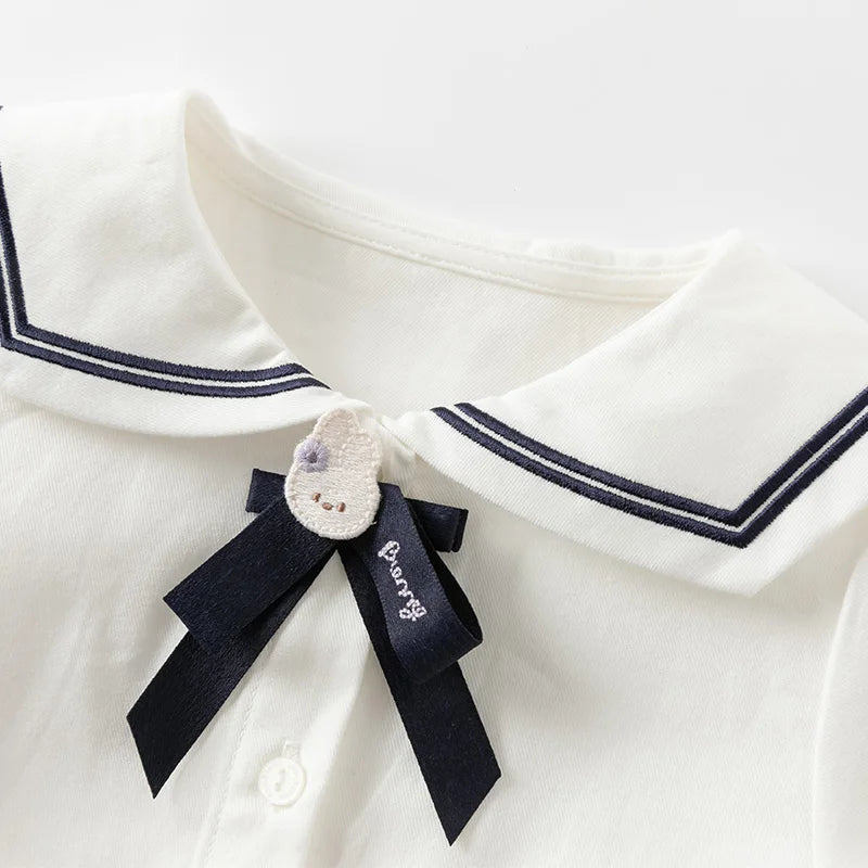 Dave Bella Girls Long Sleeve Shirt Skirt Sets Spring Summer Bloouse Skirt Two-pieces Suits Children's Casual Clothes DB1250022