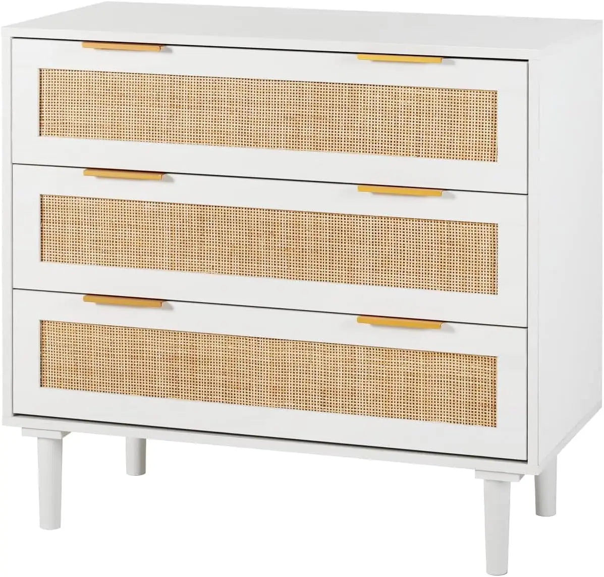 Large 3-Drawer Rattan Nightstand—Modern Wood Bedside Table for Queen & King Bedrooms