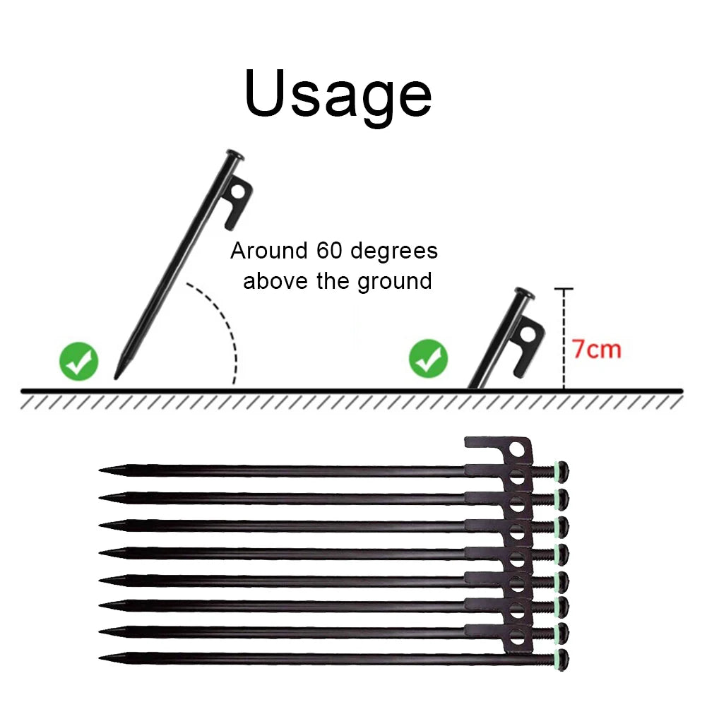 4/8Pcs Tent Stakes Forged Steel Tent Pegs Heavy Duty Ground Stakes 30cm Ground Anchors with Storage Bag for Outdoor Camping
