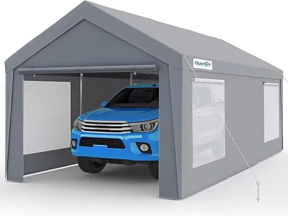 12x20 ft Heavy Duty Carport Canopy Galvanized Car Tent Outdoor Garage Boat Shelter with Reinforced Structure with Roll-up Venti