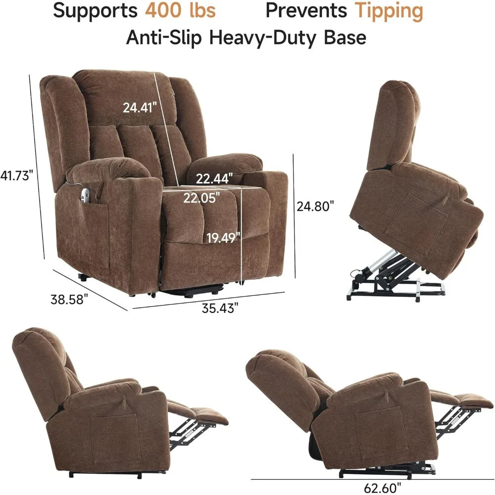 Power Lift Recliner Chair for Elderly, Lift Chair Recliners with Massage & Heat, Electric Lift Chair for Living Room, Bedroom(Br