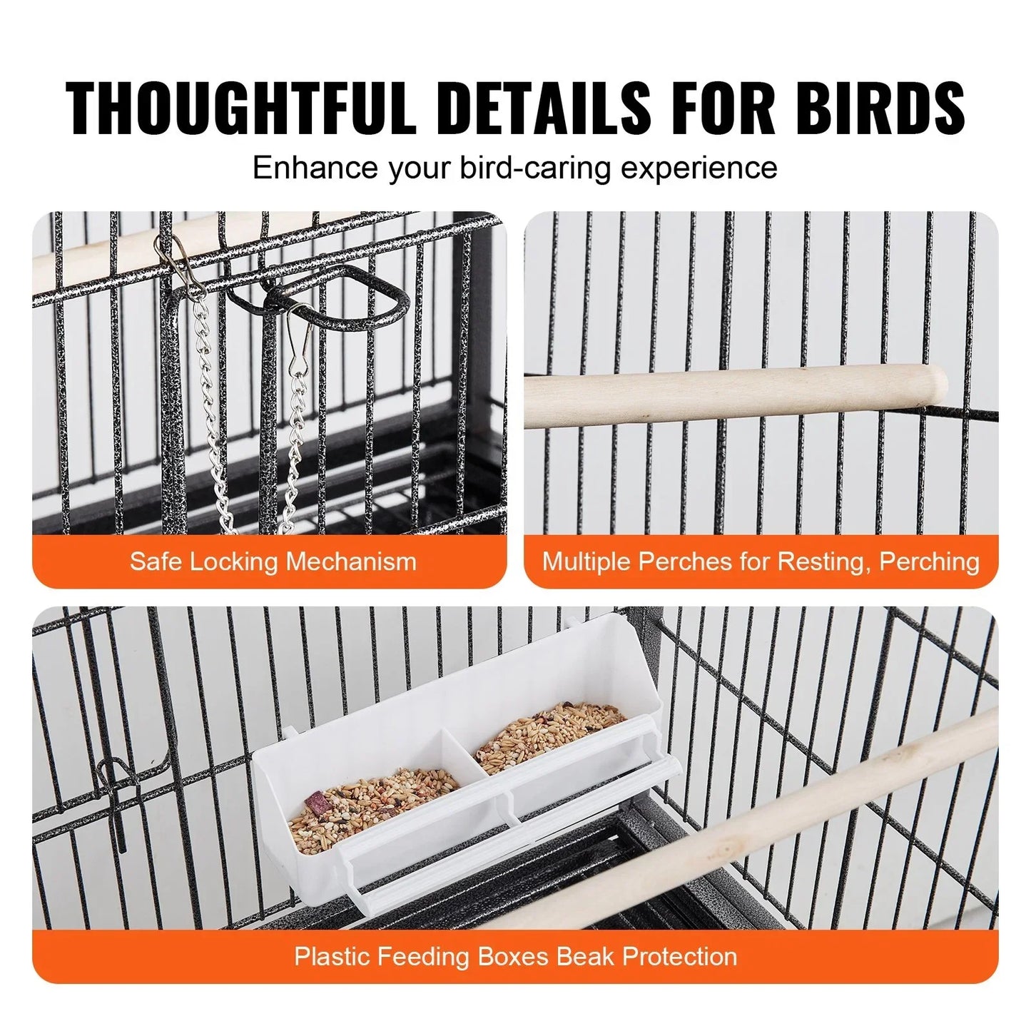 52 inch Standing Large Bird Cage, Wrought Iron Flight Bird Cage for Parakeets, Cockatiels, Parrots
