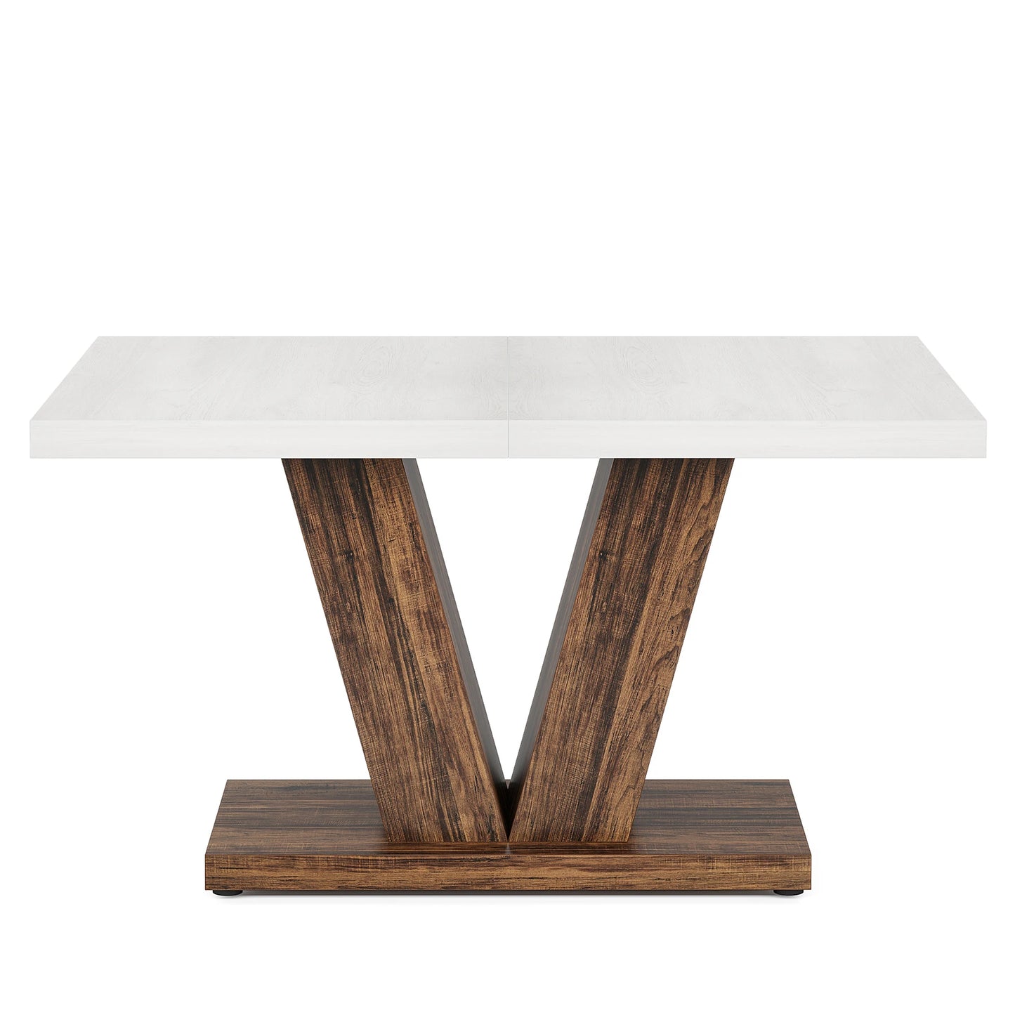 Tribesigns 47-Inch Dining Table for 4, White Kitchen Dinner Table with Heavy Duty Pedestal, Farmhouse Wooden Eating Table